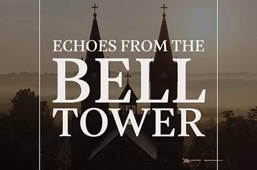 Photo of the logo of the Echoes of the Bell Tower podcast.